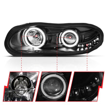 Cargar imagen en el visor de la galería, ANZO 1998-2002 Chevrolet Camaro Projector Headlights w/ Halo Black