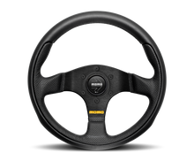 Cargar imagen en el visor de la galería, Momo Team Steering Wheel 300 mm - 4 Black Leather/Black Spokes