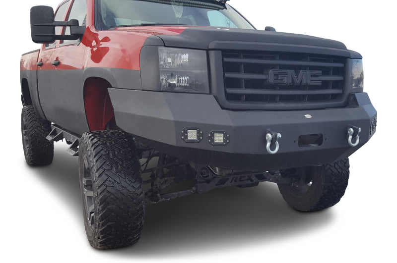 DV8 Offroad 07-13 GMC Sierra 1500 Winch Ready Front Bumper - Black Powdercoat