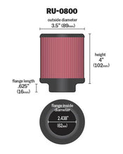 Cargar imagen en el visor de la galería, K&amp;N Universal Air Filter - 2-7/16in Flange x 3-1/2in OD x 4in Height