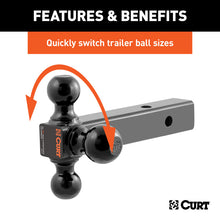 Cargar imagen en el visor de la galería, Curt Multi-Ball Mount (2in Solid Shank 1-7/8in 2in &amp; 2-5/16in Black Balls)