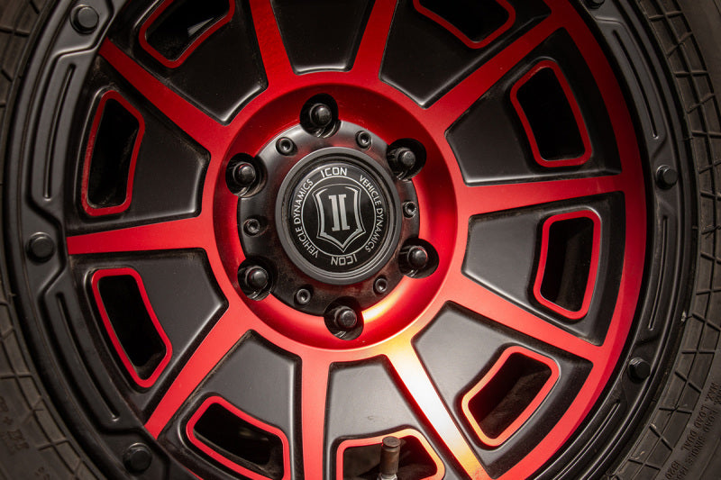 ICON Victory17x8.5 6x5.5 0mm Offset 4.75in BS Satin Black w/Red Tint Wheel