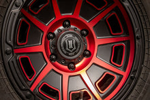 Cargar imagen en el visor de la galería, ICON Victory17x8.5 6x5.5 0mm Offset 4.75in BS Satin Black w/Red Tint Wheel