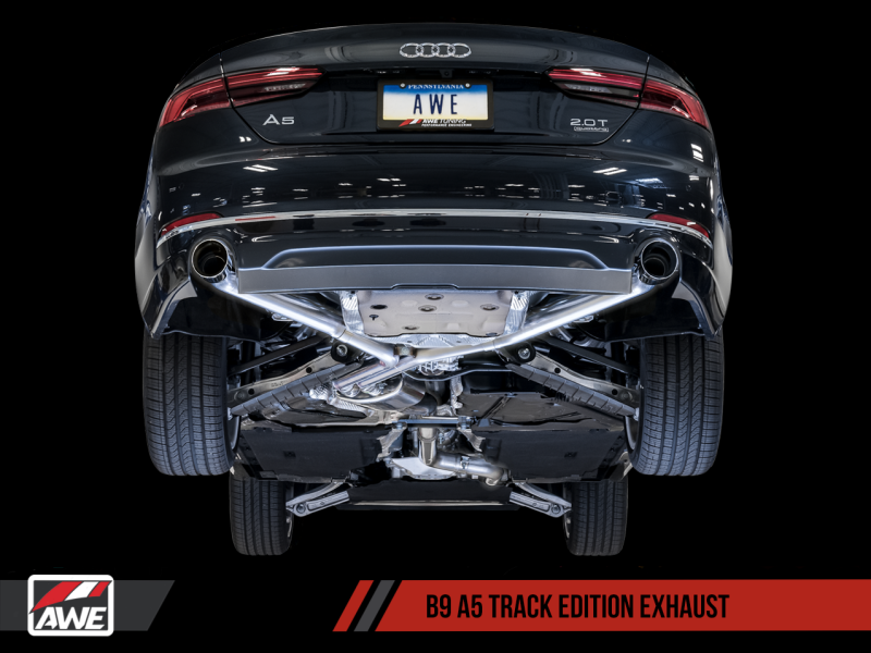 AWE Tuning Audi B9 A5 Track Edition Exhaust Dual Outlet - Diamond Black Tips (Includes DP)