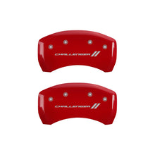 Cargar imagen en el visor de la galería, MGP 4 Caliper Covers Engraved Front &amp; Rear With stripes/Challenger Red finish silver ch