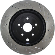 Cargar imagen en el visor de la galería, StopTech 08+ Subaru STI (Will Not Fit 05-07) Slotted &amp; Drilled Sport Brake Rotor