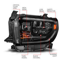 Load image into Gallery viewer, ANZO 2014-2017 Toyota Tundra LED Crystal Headlights w/ Switchback Black Housing w/ DRL