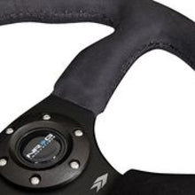 Cargar imagen en el visor de la galería, NRG Reinforced Steering Wheel (350mm / 2.5in. Deep)Blk Alcantara Comfort Grip w/4mm Matte Blk Spokes