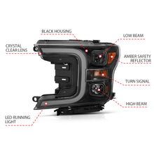 Load image into Gallery viewer, ANZO 18-19 Ford F-150 Projector Headlights w/Plank Style Switchback Black w/Amber