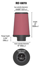 Cargar imagen en el visor de la galería, K&amp;N Universal Rubber Filter 4inch FLG / 6inch OD-B / 4-5/8inch OD-T / 9inch H