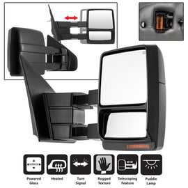 xTune Ford F150 07-14 Power Heated Amber LED Signal Telescoping Mirror Right MIR-FF15007S-PWH-AM-R