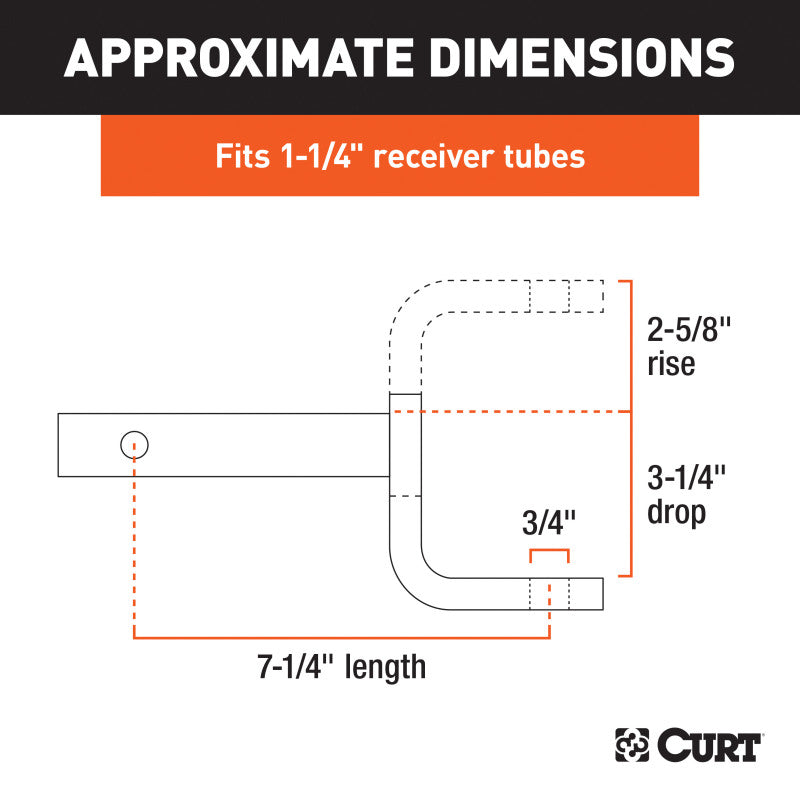 Curt Class 2 Ball Mount (1-1/4in Shank 3500lbs 3-1/4in Drop 7-1/4in Long)