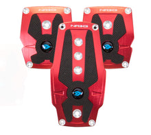 Cargar imagen en el visor de la galería, NRG Brushed Aluminum Sport Pedal M/T - Red w/Black Rubber Inserts