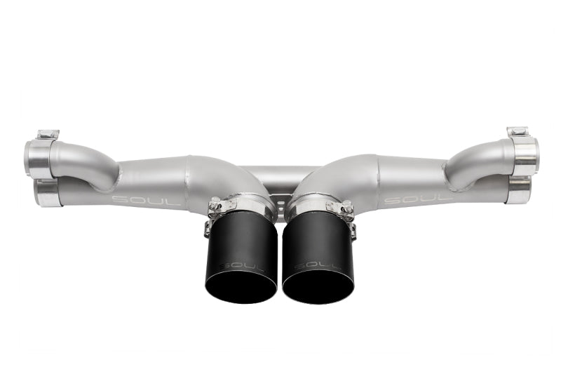 SOUL 14-19 Porsche 991 GT3 Center Muffler Bypass Exhaust - 4in Straight Cut Satin Black Tips