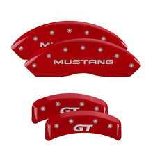 Cargar imagen en el visor de la galería, MGP 4 Caliper Covers Engraved Front Mustang Engraved Rear SN95/GT Red finish silver ch