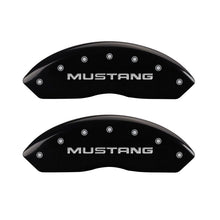 Cargar imagen en el visor de la galería, MGP 4 Caliper Covers Engraved Front Mustang Engraved Rear SN95/GT Black finish silver ch