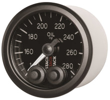 Cargar imagen en el visor de la galería, Autometer Stack Instruments 52mm 140-280 Deg F 1/8in NPTF Male Pro Control Oil Temp Gauge - Black