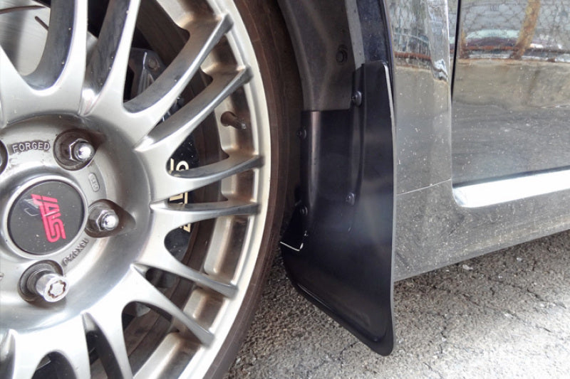 Rally Armor 08-14 Subaru STI / 11-14 WRX (Hatch) OE Classic Black Mud Flap w/ Black Logo