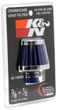 Cargar imagen en el visor de la galería, K&amp;N 2in Base OD x .375in Flange ID x 1.75in H Rubber Base Crankcase Vent Filter - Blue
