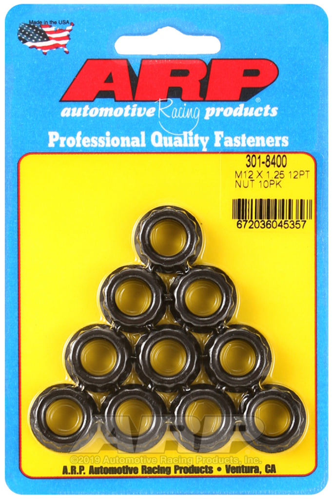 ARP 12mm x 1.25 16mm Socket 12pt Nut Kit (10 pack)