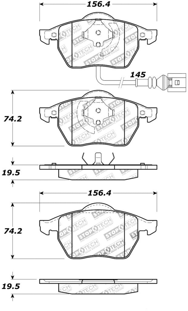 StopTech Street Touring 99-08 VW Jetta / 5/99-05 Golf GTi/GLS Turbo Front Brake Pads