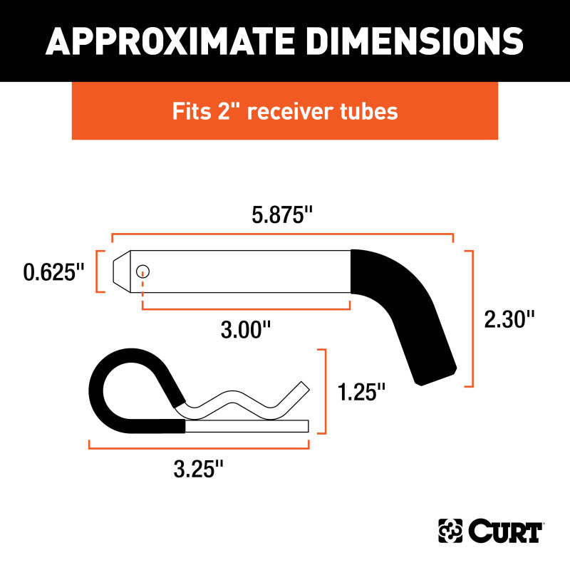 Curt 5/8in Hitch Pin (2in Receiver Zinc w/Rubber Grip)