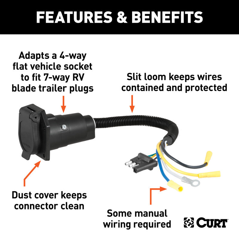 Curt Electrical Adapter (4-Way Flat Vehicle to 7-Way RV Blade Trailer)