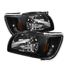 Cargar imagen en el visor de la galería, Xtune Toyota Tacoma 01-04 1 Piece w/ Chrome Trim Crystal Headlights Black HD-ON-TT01-1PC-LED-CC-BK