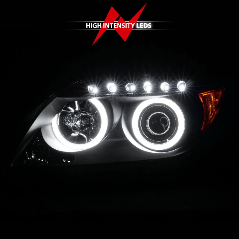 ANZO 2005-2010 Scion Tc Projector Headlights w/ Halo Black (CCFL)