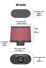 Cargar imagen en el visor de la galería, K&amp;N Universal Filter with Carbon Fiber Top &amp; Base-12in Base O/S Length x 6in Base O/S Width x 7in H