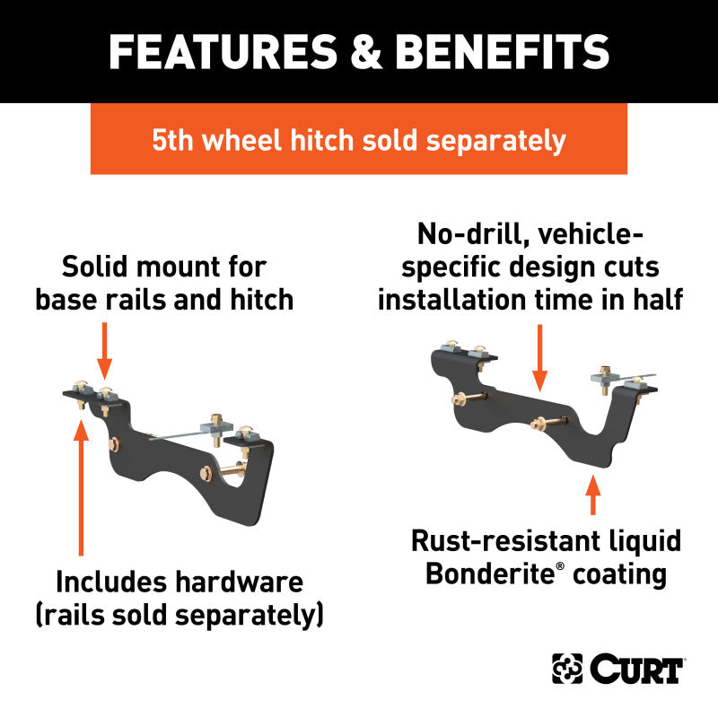 Curt 17-19 Ford F-350 Super Duty Custom 5th Wheel Brackets