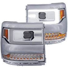 Cargar imagen en el visor de la galería, ANZO 16+ Chevy Silverado 1500 Projector Headlights Plank Style Chrome w/Amber/Sequential Turn Signal