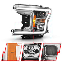 Cargar imagen en el visor de la galería, ANZO 2018-2019 Ford F-150 Projector Plank Style H.L. Chrome Amber (Without Switchback)