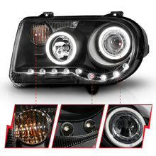 Cargar imagen en el visor de la galería, ANZO 2005-2010 Chrysler 300C Projector Headlights w/ Halo Black (CCFL) G2