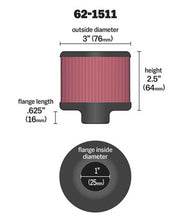 Cargar imagen en el visor de la galería, K&amp;N 1in Flange ID x 3in OD x 2.5in Height Clamp On Crankcase Vent Filter
