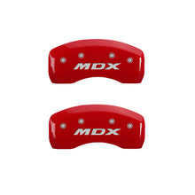 Cargar imagen en el visor de la galería, MGP 4 Caliper Covers Engraved Front Acura Engraved Rear MDX Red finish silver ch