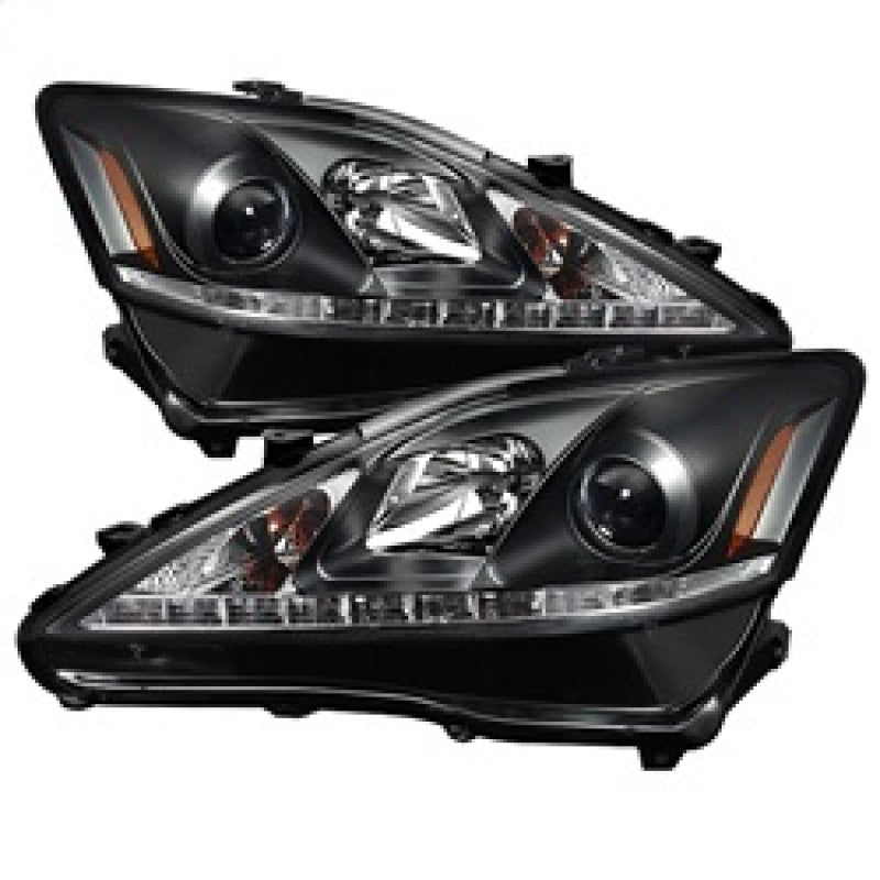 Spyder Lexus IS 250/350 2006-2010 Projector Headlights DRL Black PRO-YD-LIS06-DRL-BK