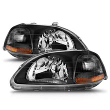 Cargar imagen en el visor de la galería, ANZO 1996-1998 Honda Civic Crystal Headlights Black