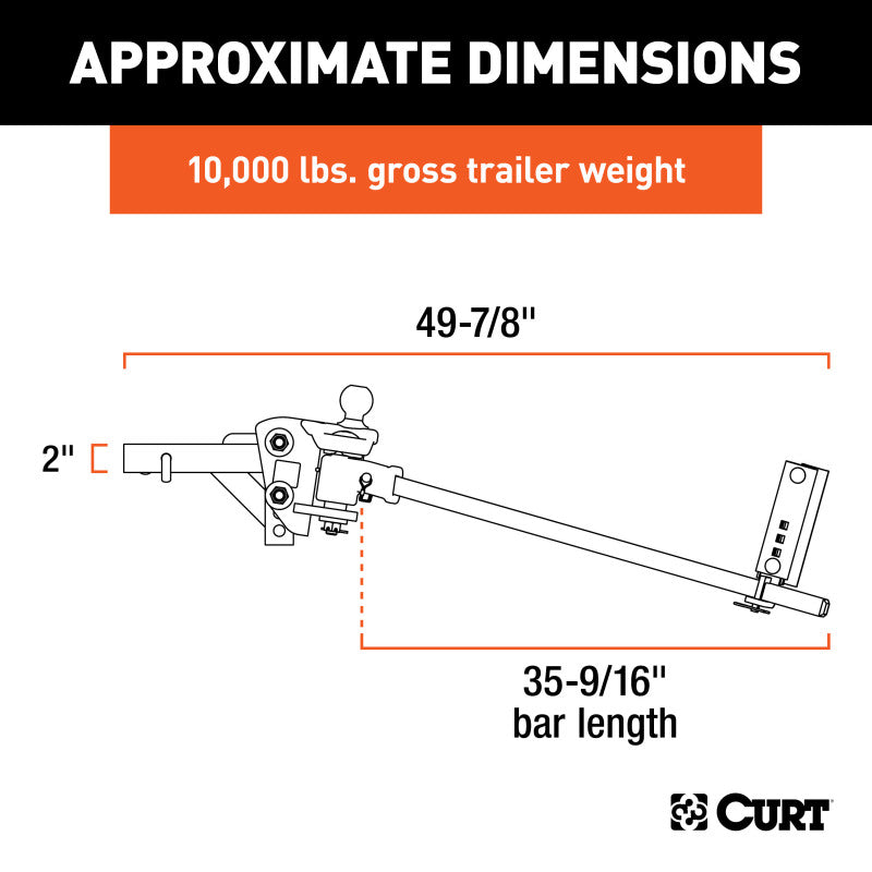 Curt TruTrack Trunnion Bar Weight Distribution System (8000-10000lbs 35-9/16in Bars)