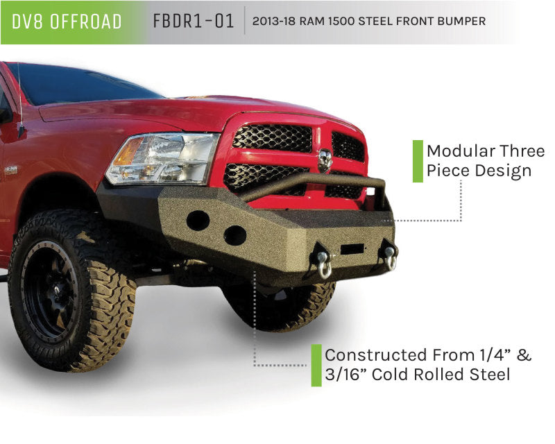 DV8 Offroad 13-15 Dodge Ram 1500 Winch Ready Front Bumper