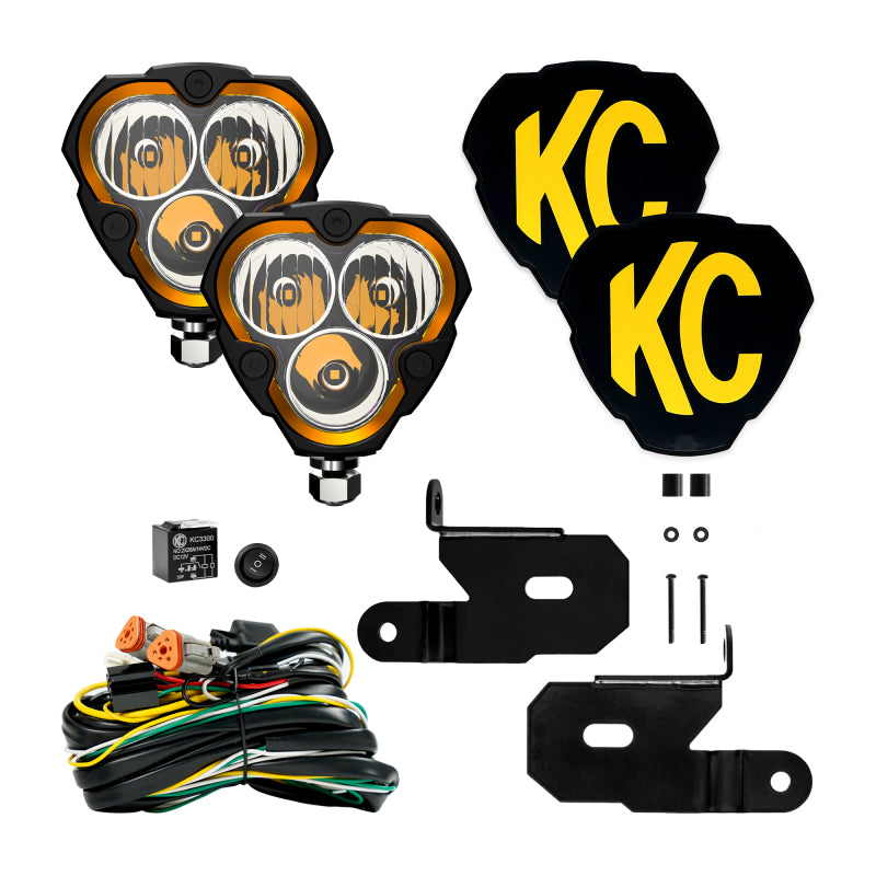 KC HiLiTES 18-23 Jeep JL/JT/4xe FLEX ERA 3 2-Light Sys Pillar Mount (40W Combo Beam)