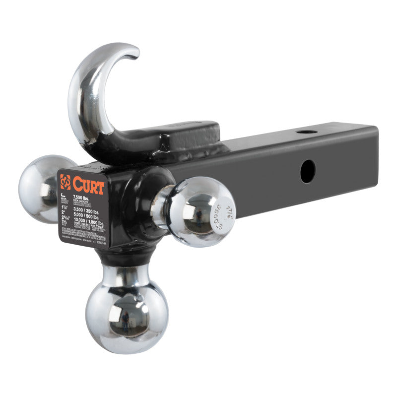 Curt Multi-Ball Mount w/Hook (2in Solid Shank 1-7/8in 2in & 2-5/16in Chrome Balls)