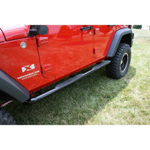 Cargar imagen en el visor de la galería, Rugged Ridge 3-In Round Side Steps Black 07-18 4-Door Jeep Wrangler