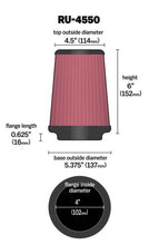 Cargar imagen en el visor de la galería, K&amp;N Universal Air Filter 4in Flange / 5-3/8in Base / 4-1/2in Top / 6in Height