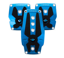 Cargar imagen en el visor de la galería, NRG Brushed Aluminum Sport Pedal M/T - Blue w/Black Rubber Inserts