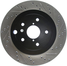 Cargar imagen en el visor de la galería, StopTech 08+ Subaru STI (Will Not Fit 05-07) Slotted &amp; Drilled Sport Brake Rotor