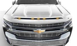 AVS 19-22 Chevy Silverado 1500 (Excl. ZR2/LT TB) Aeroskin Low Pro Hood Shield w/ Lights - Summit Wht