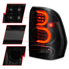 Cargar imagen en el visor de la galería, ANZO 2002-2009 Chevrolet Trailblazer LED Tail Lights w/ Light Bar Black Housing Smoke Lens