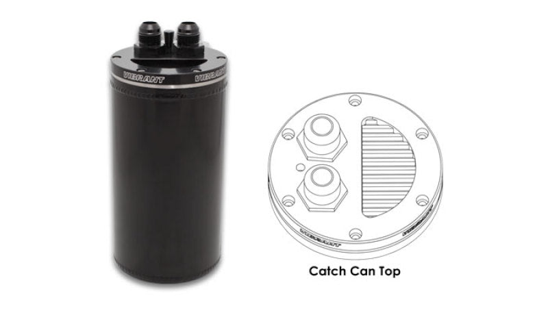 Vibrant 4in OD Universal Catch Can 2.0 w/ Integrated Filter Aluminum - Anodized Black