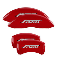 Cargar imagen en el visor de la galería, MGP 4 Caliper Covers Engraved Front &amp; Rear No bolts/Sport Red finish silver ch